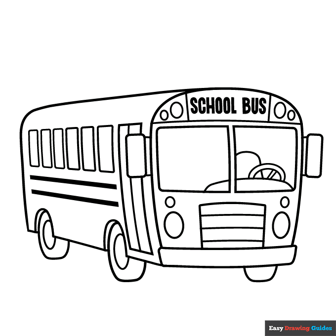 Cartoon school bus coloring page easy drawing guides