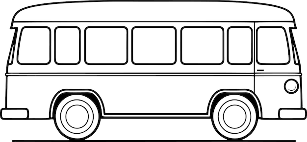 Premium vector bus vector illustration black and white outline bus coloring book or page for children