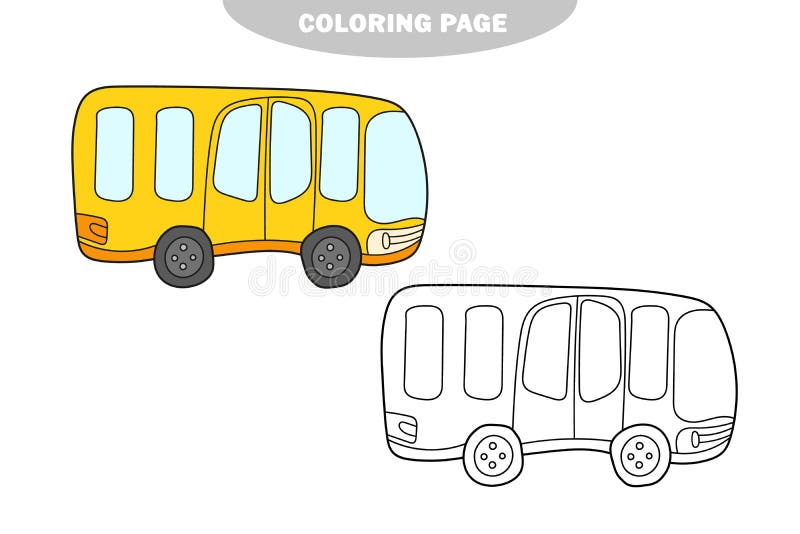 Simple coloring page funny bus cartoon stock vector