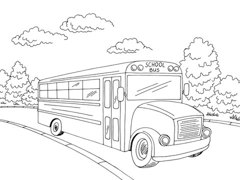 School bus vector black and white images â browse photos vectors and video