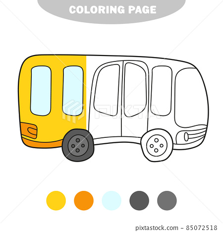 Simple coloring page funny bus cartoon