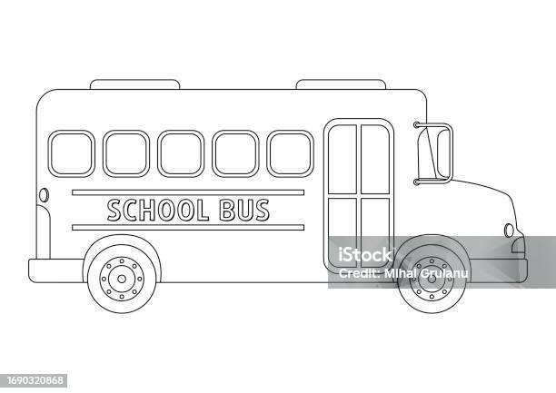 School bus coloring page back to school concept kids school vector illustration school bus isolated on white background eps stock illustration