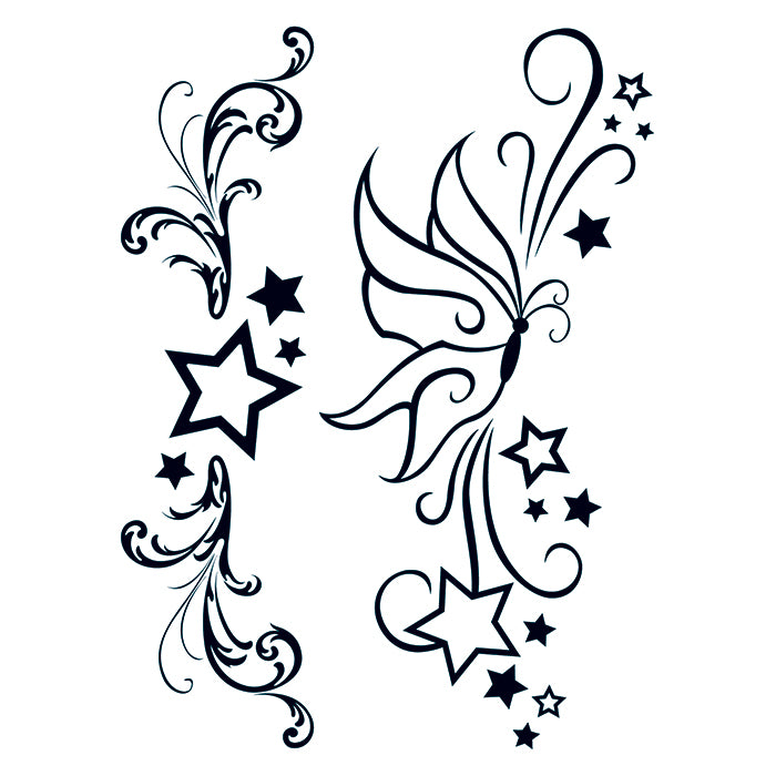 Fashion modern stars butterfly temporary tattoos