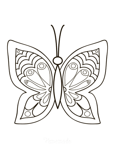 Free butterfly coloring pages for kids adults