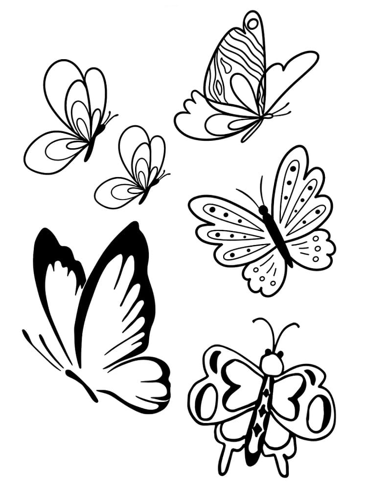 Printable butterflies coloring page