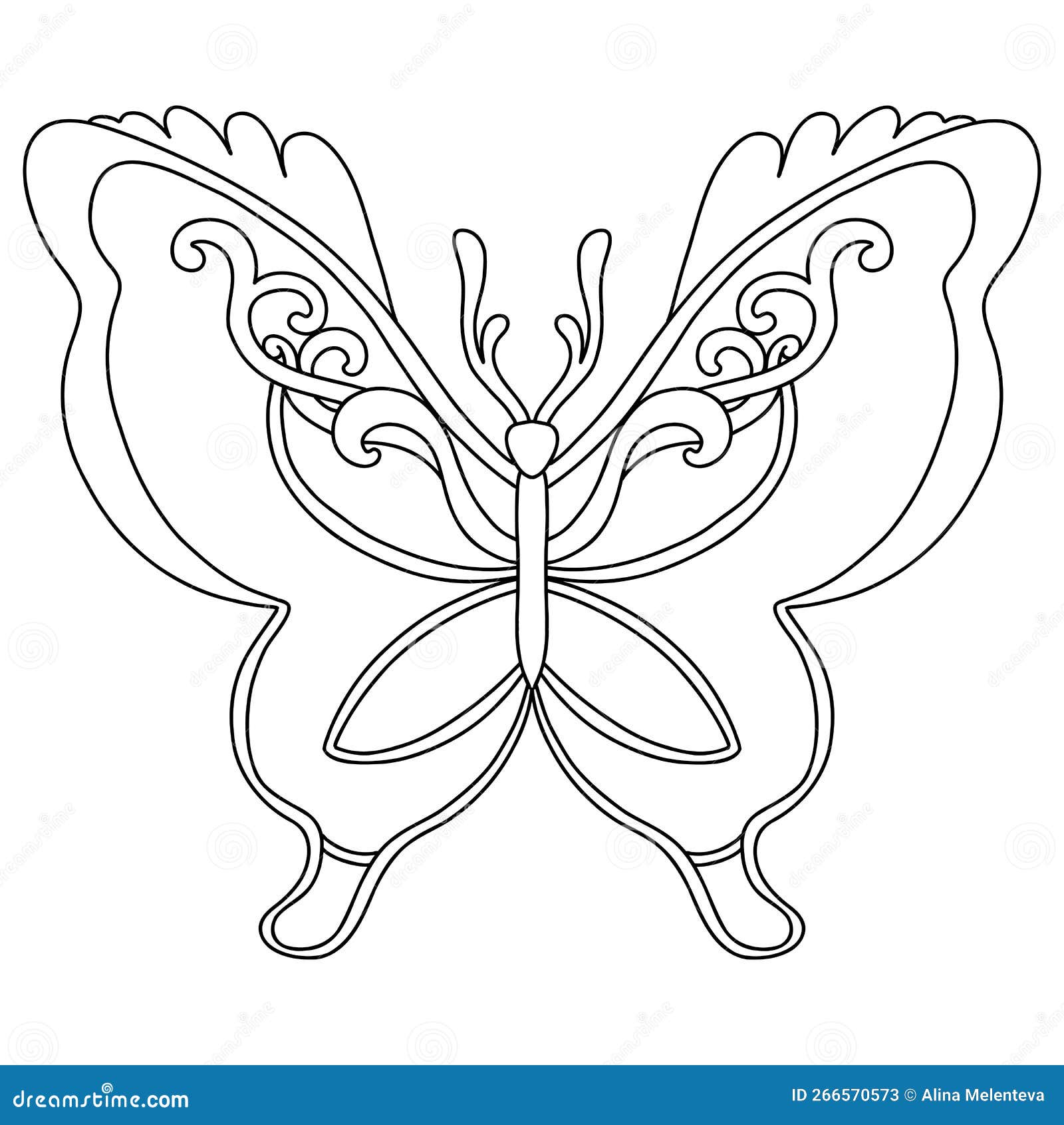 Beautiful magic butterfly coloring template vector illustration stock vector