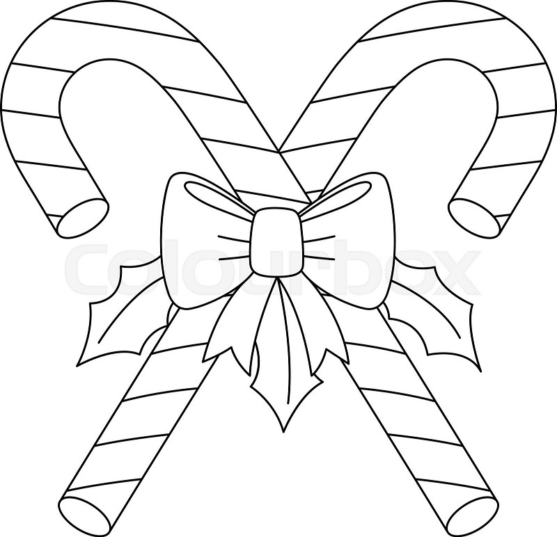 Christmas candy cane isolated coloring page stock vector