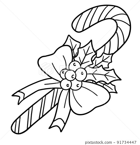 Christmas candy cane house isolated coloring page