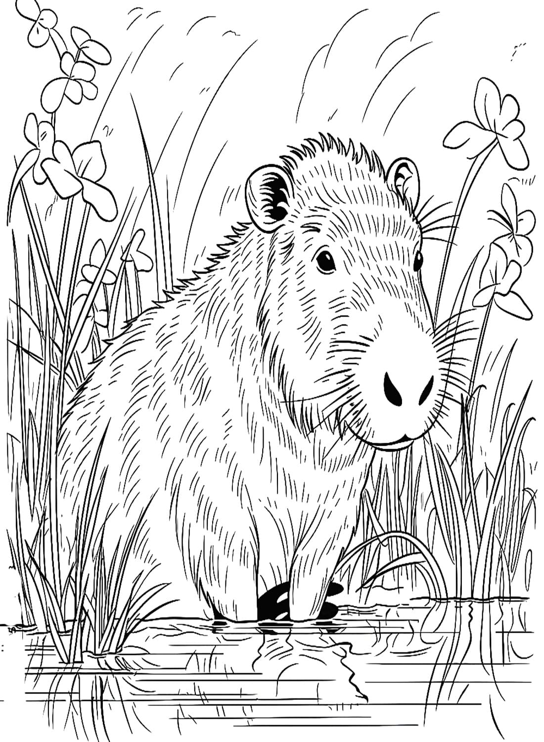 Free drawing of capybara coloring page