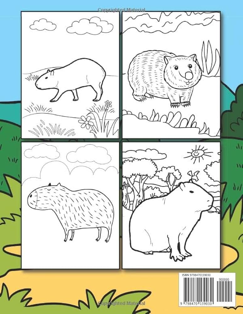 Capybara coloring book for kids a kids unique coloring book with fun and easy stress relief relaxing capybara