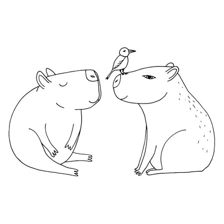 Capybara coloring page cliparts stock vector and royalty free capybara coloring page illustrations