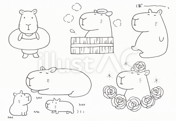 Free vectors various capybaras coloring book