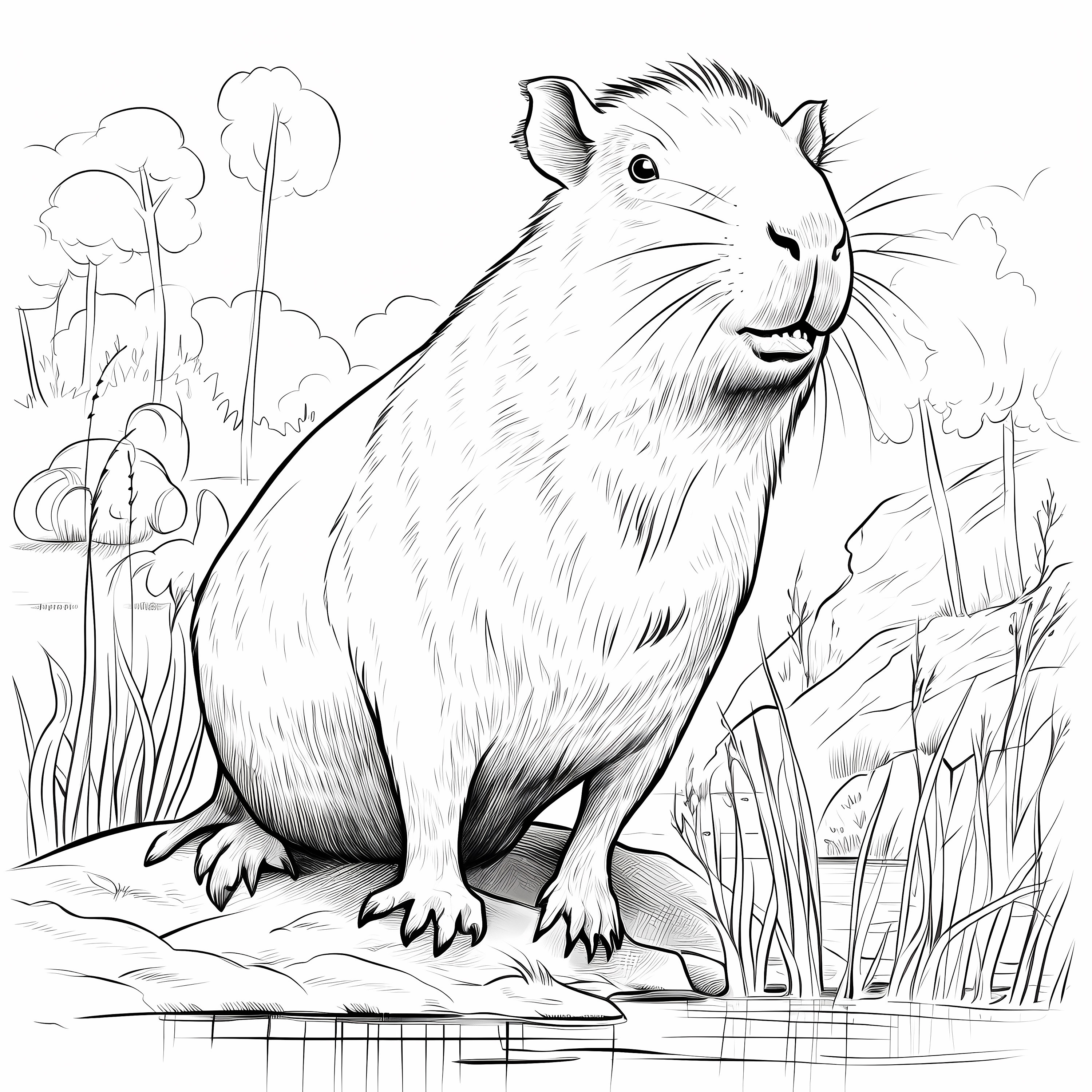 Capybara coloring pageadorable capybara coloringinstant download