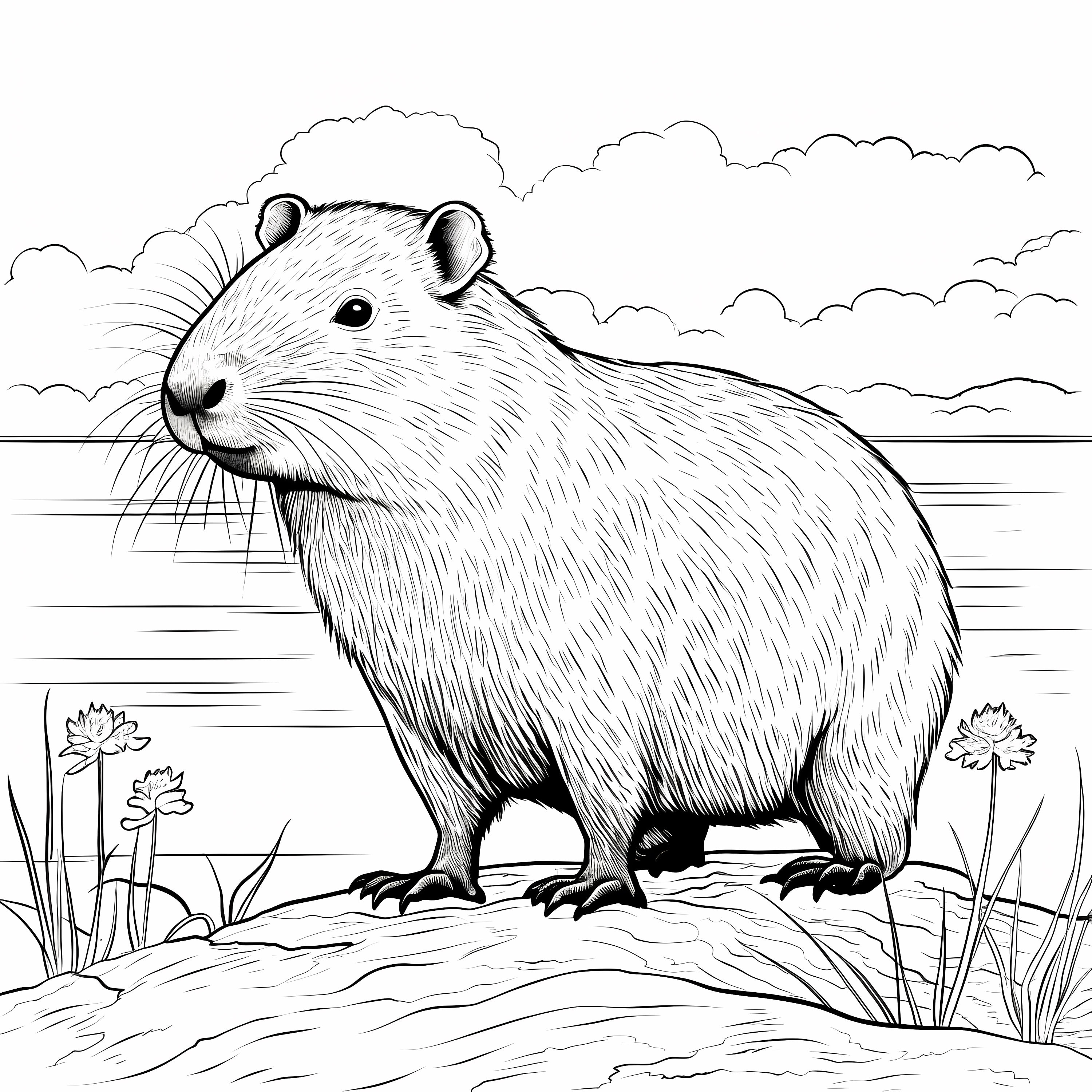 Capybara coloring pageadorable capybara coloringinstant download