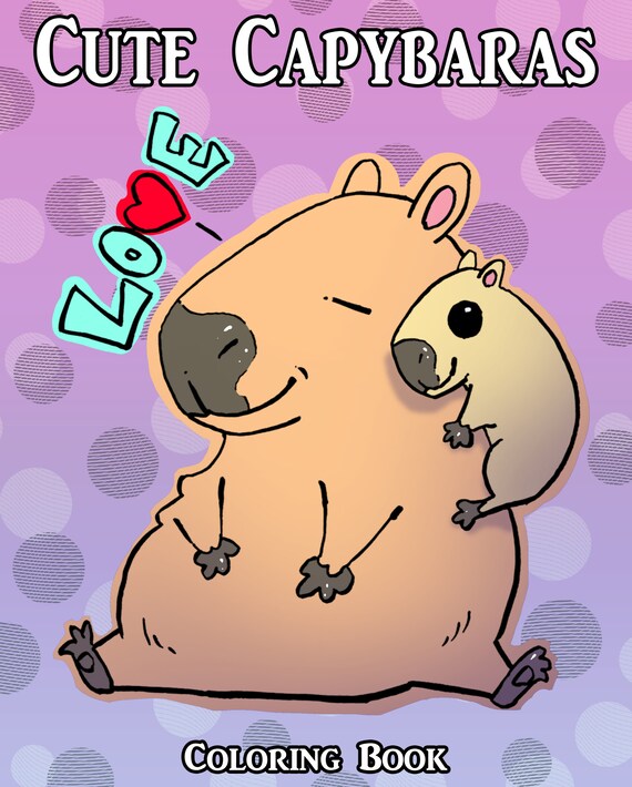 Cute capybaras coloring book digital download