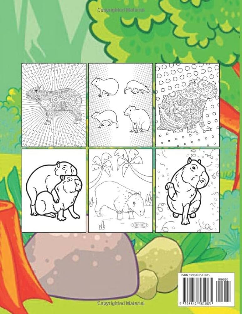 Capybara coloring book easy and fun activity featuring gorgeous and unique stress relief relaxation capybara coloring pages beautiful capybara coloring book for adults and kids ramsey rusty books