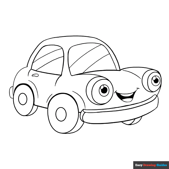 Cartoon car coloring page easy drawing guides