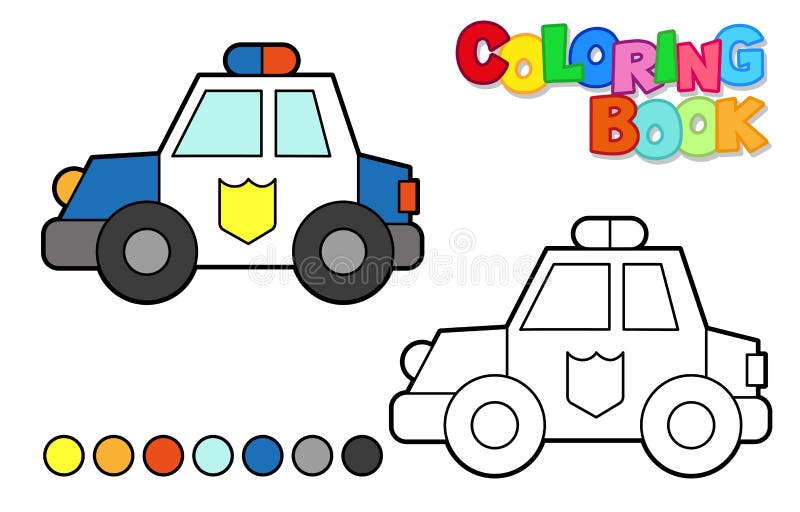 Vector illustration of a police car coloring book for children simple level stock vector