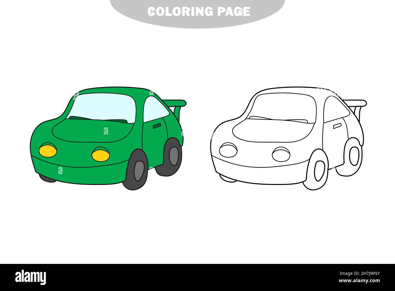 Simple coloring page vector illustration of cartoon car
