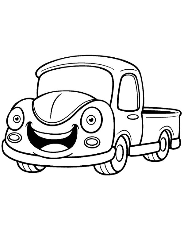 Smiled car easy coloring page pick