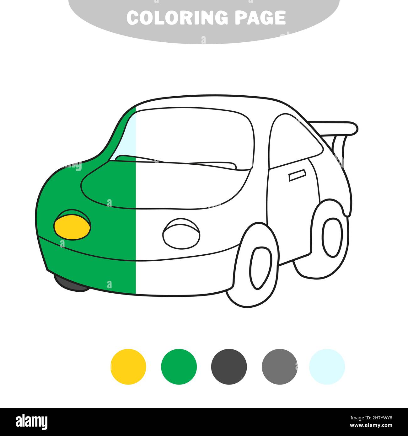 Simple coloring page vector illustration of cartoon car