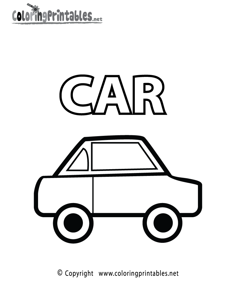 Vocabulary car coloring page
