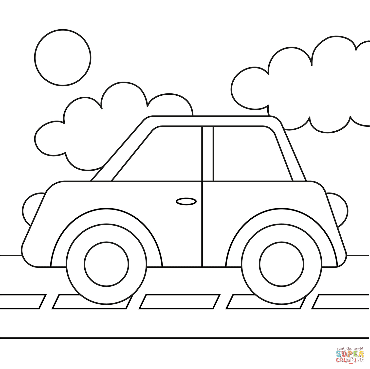 Simple car coloring page free printable coloring pages