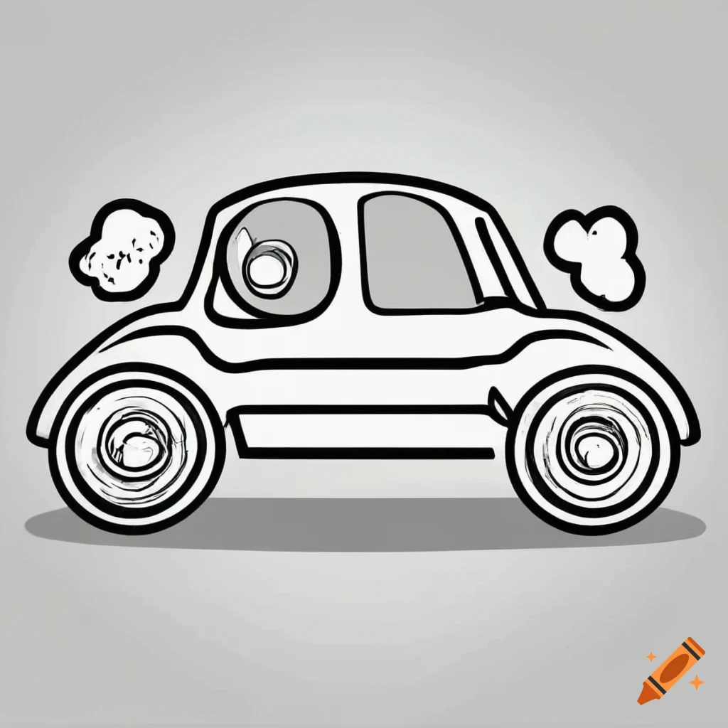 A simple car coloring page with clear outlines on white background on