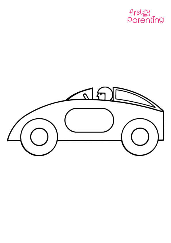 Driving sports car coloring page for kids