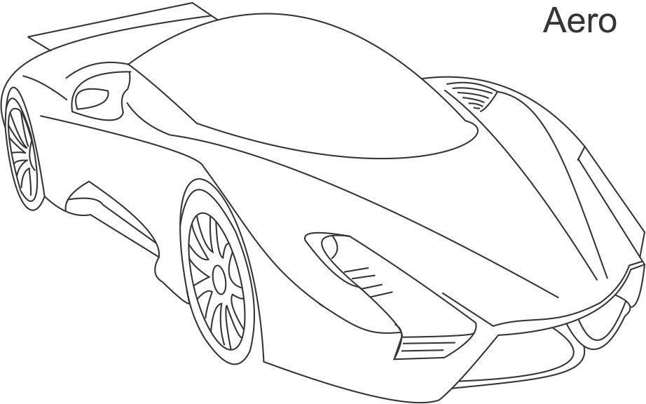 Super cars aero coloring page for kids