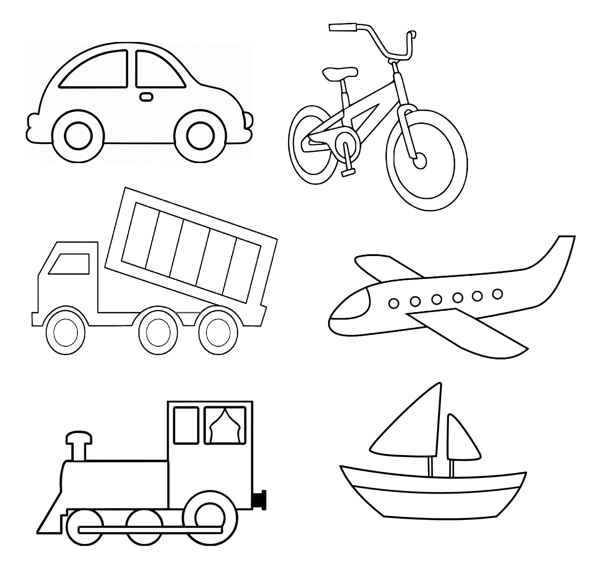 Simple vehicles coloring page