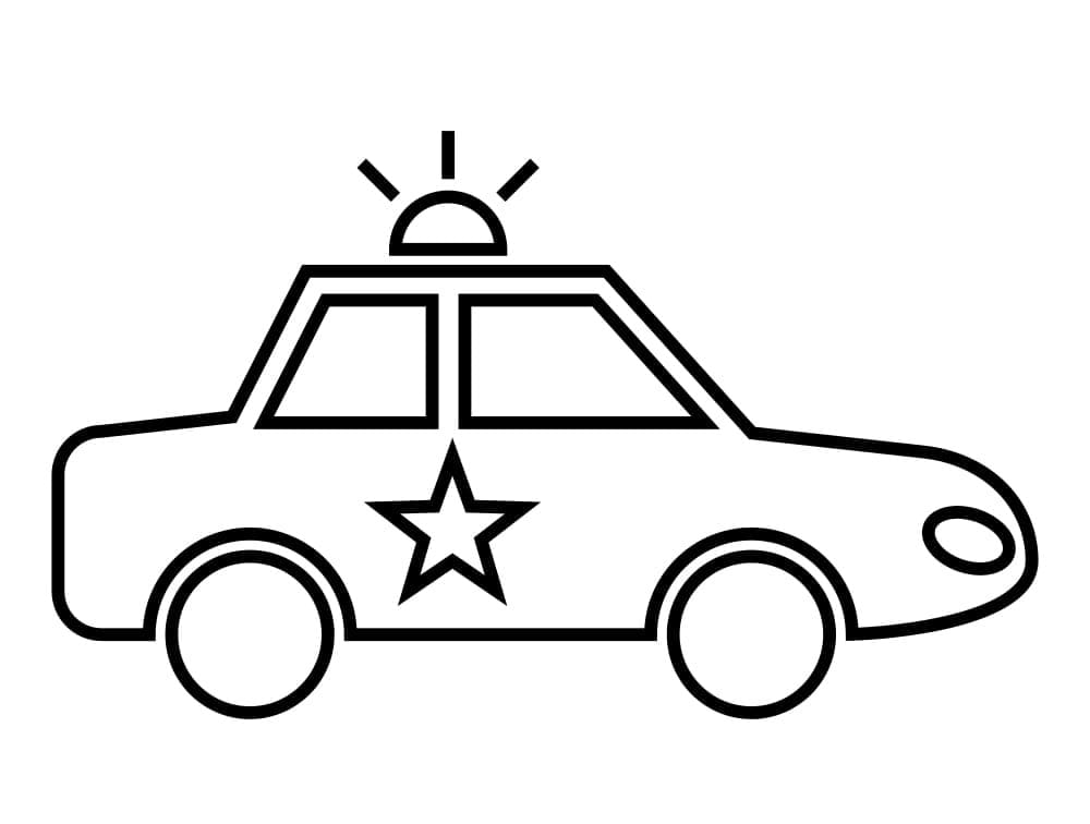 Very simple police car coloring page