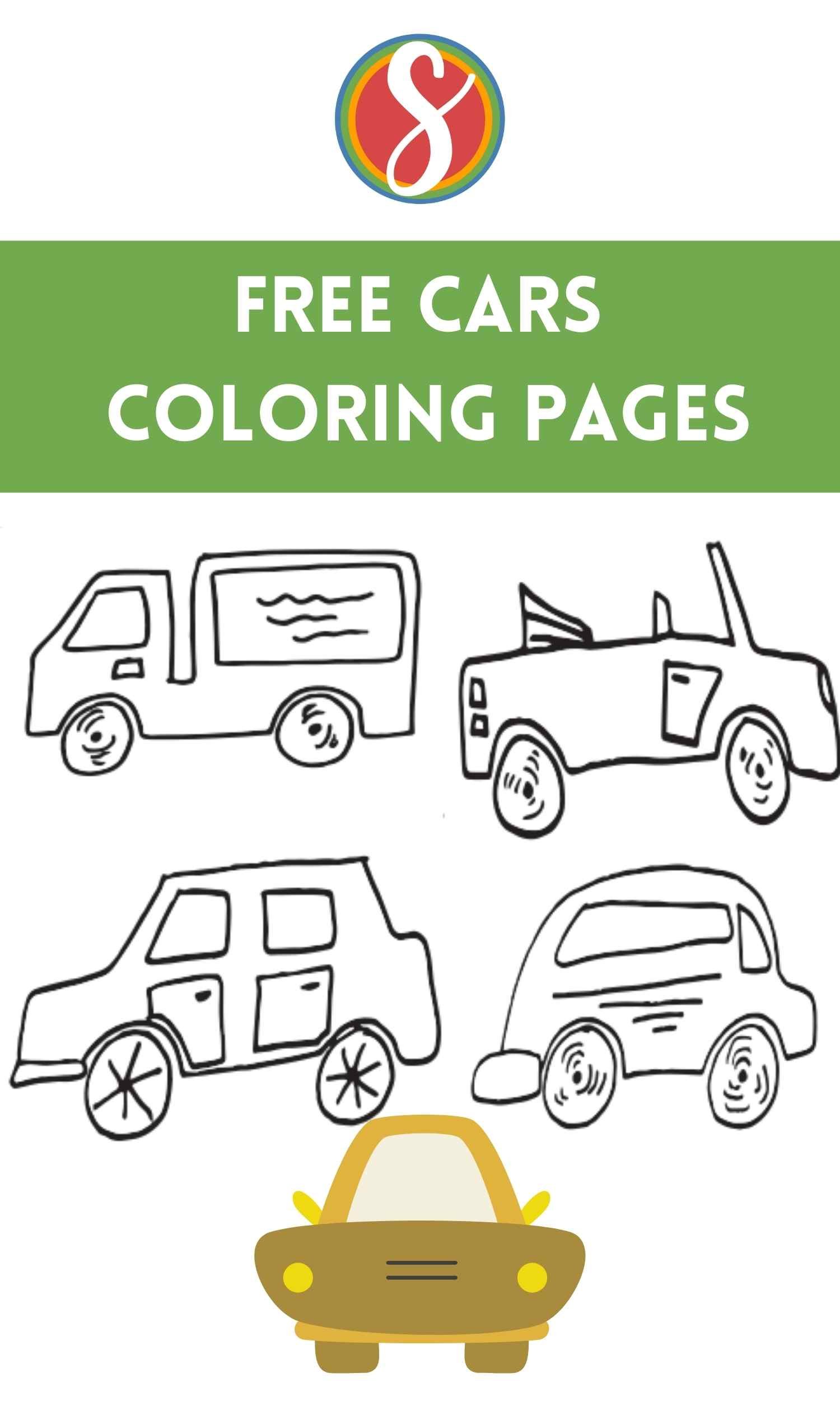 Free simple car coloring pages â stevie doodles