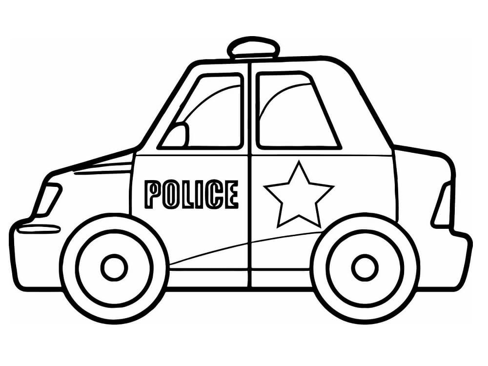 Simple police car coloring page