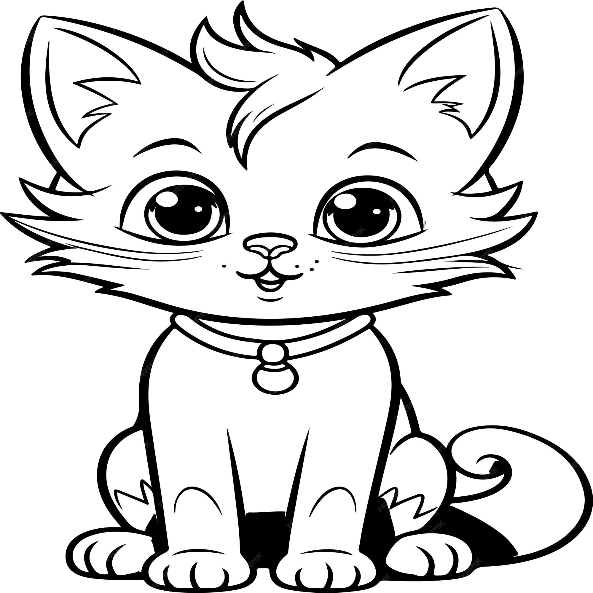 Premium vector simple cat coloring page for kids