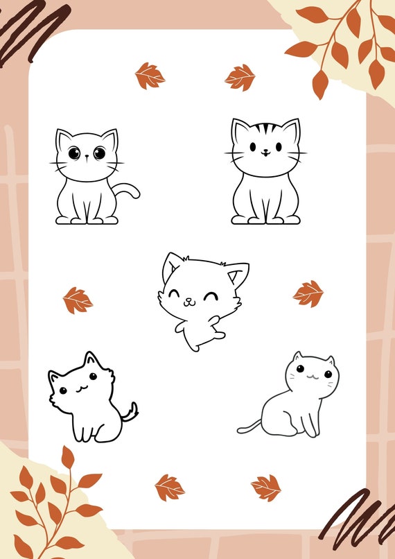 Coloring cat pages i cats i simple cats i digital coloring pages