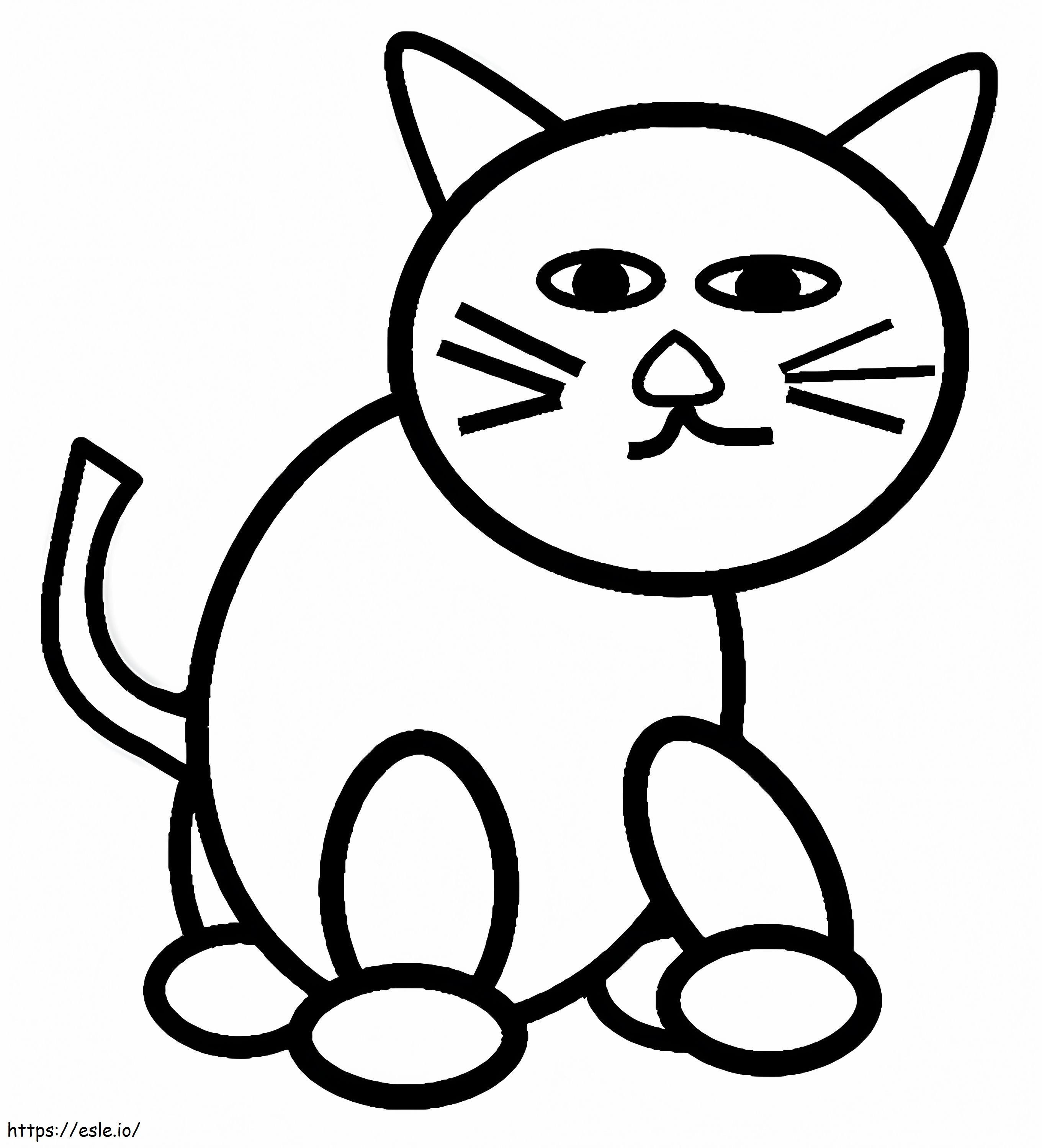 Easy cat coloring page