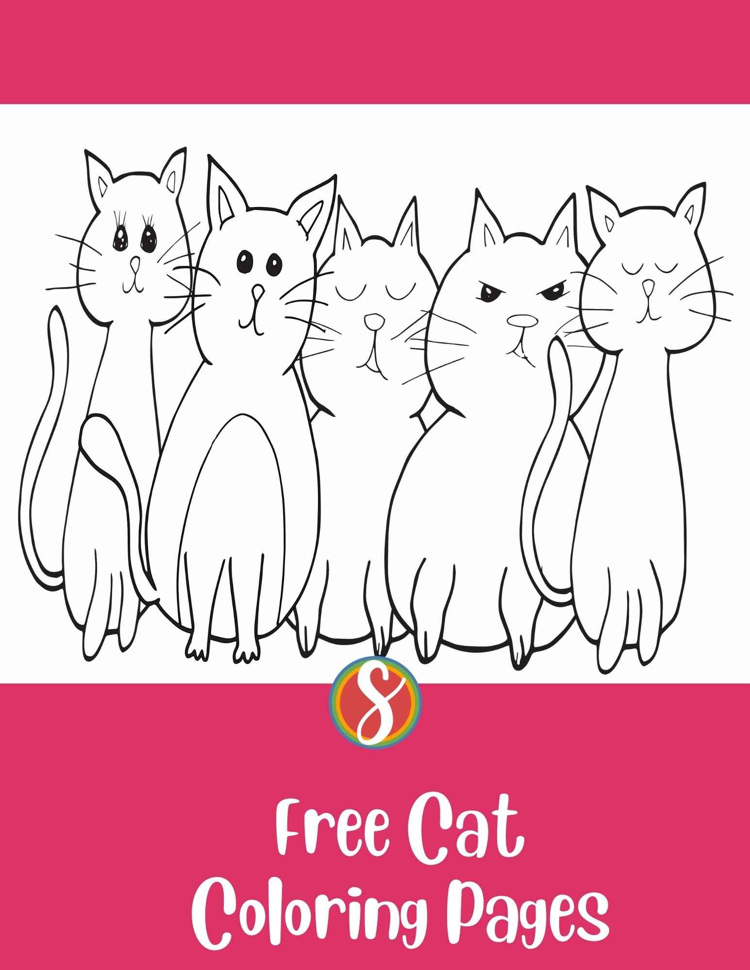 Free cat coloring pages â stevie doodles