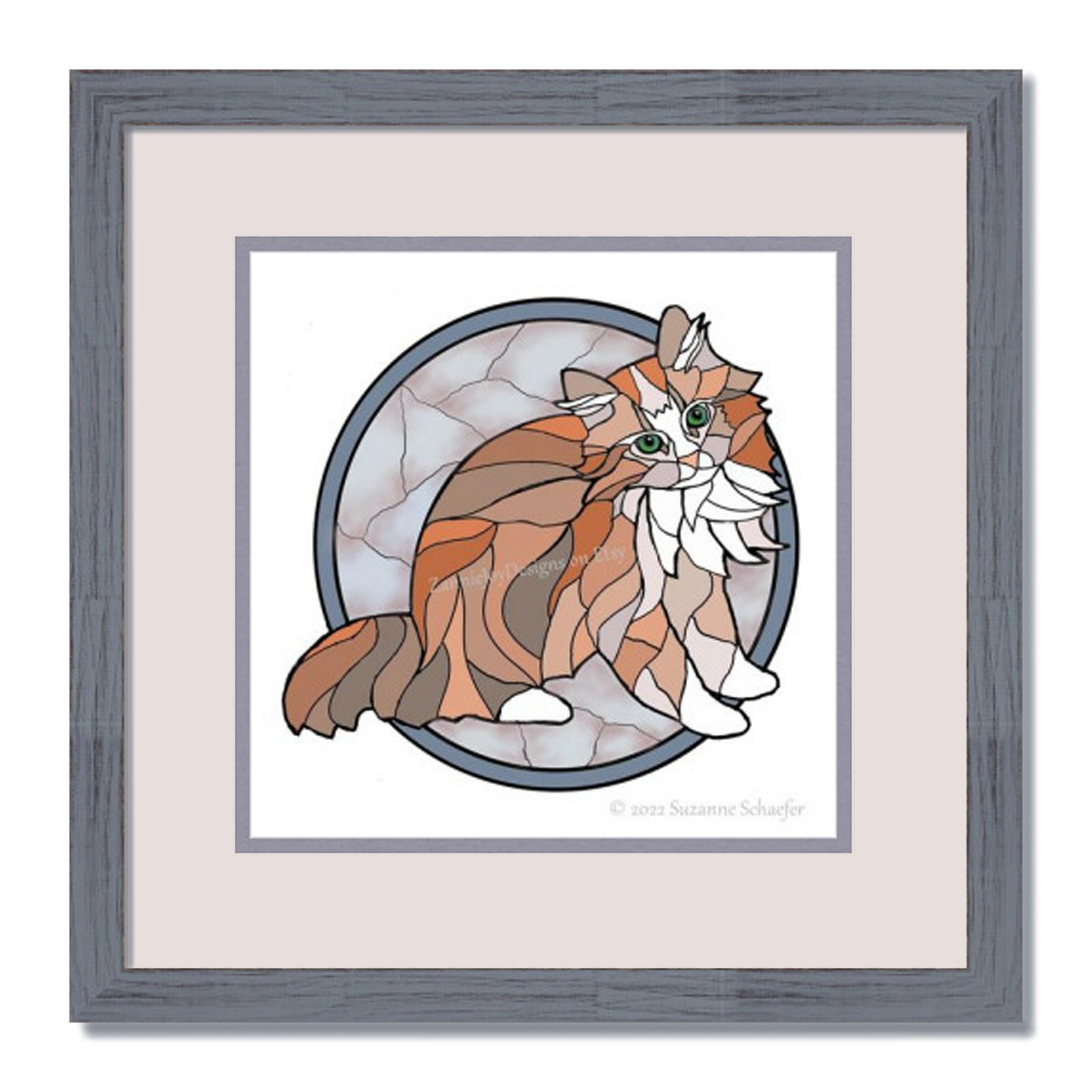 Stained glass cat pattern instant download printable cat art coloring page kitten print downloadable pdf download now