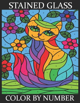 Stained glass color by number an adult color by number coloring book large print with fun easy simple animals flowers designs and more color by paperback murder by the book