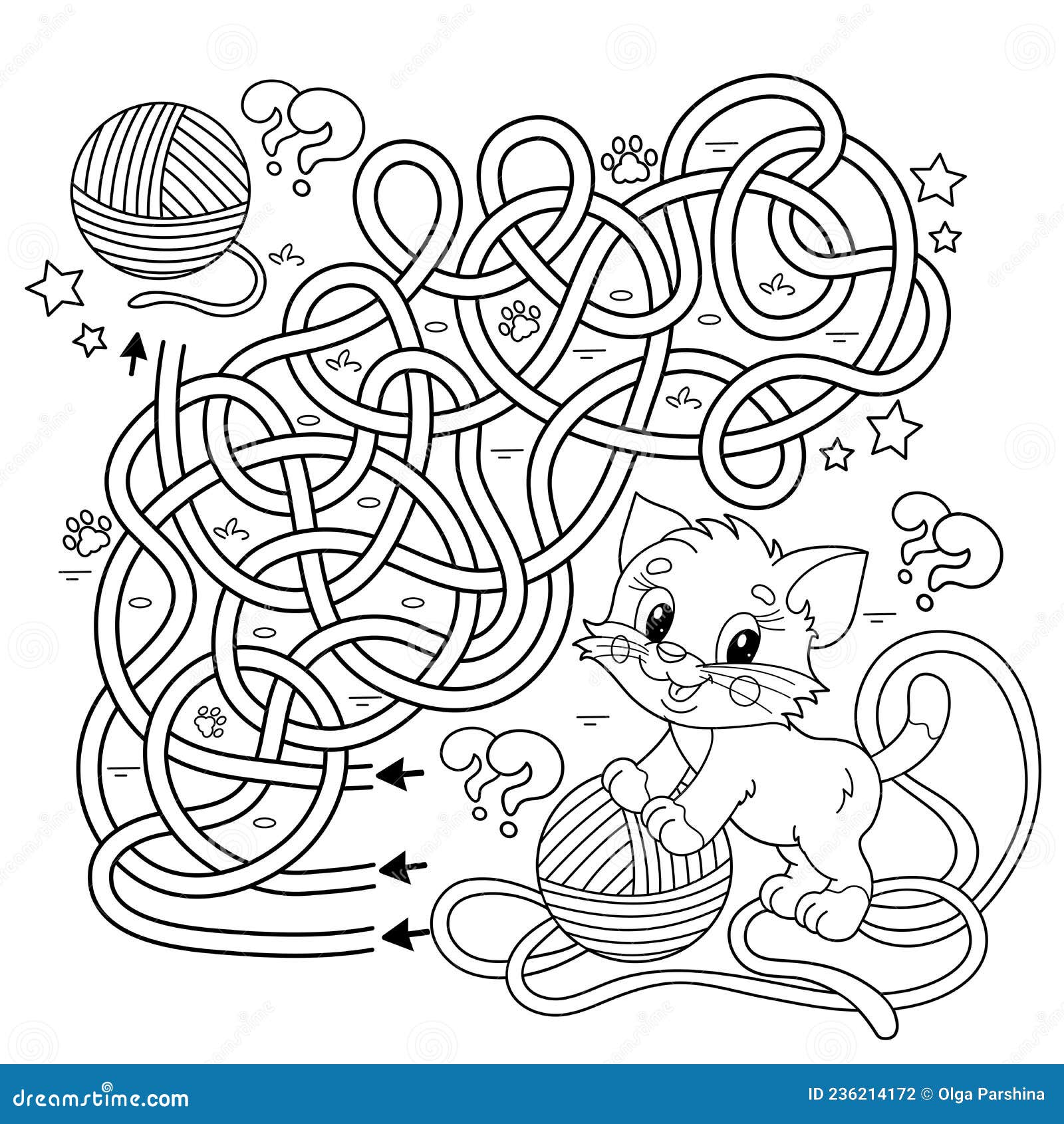 Kitten yarn ball coloring page stock illustrations â kitten yarn ball coloring page stock illustrations vectors clipart