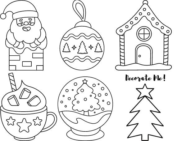 Simple christmas coloring digital prints christmas coloring book digital coloring book