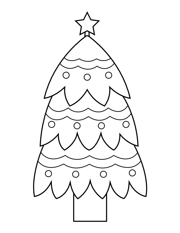 Printable simple christmas tree coloring page