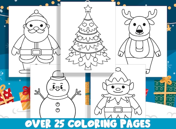 Simple christmas coloring book printable christmas coloring pages for preschool kindergarten elementary school children to print color