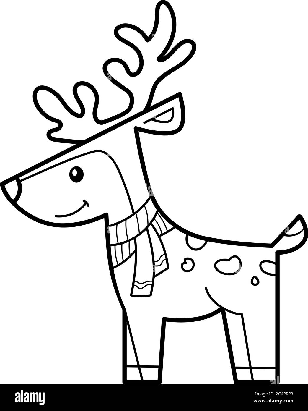 Christmas coloring book or page for kids deer black and white vector illustration stock vector image art