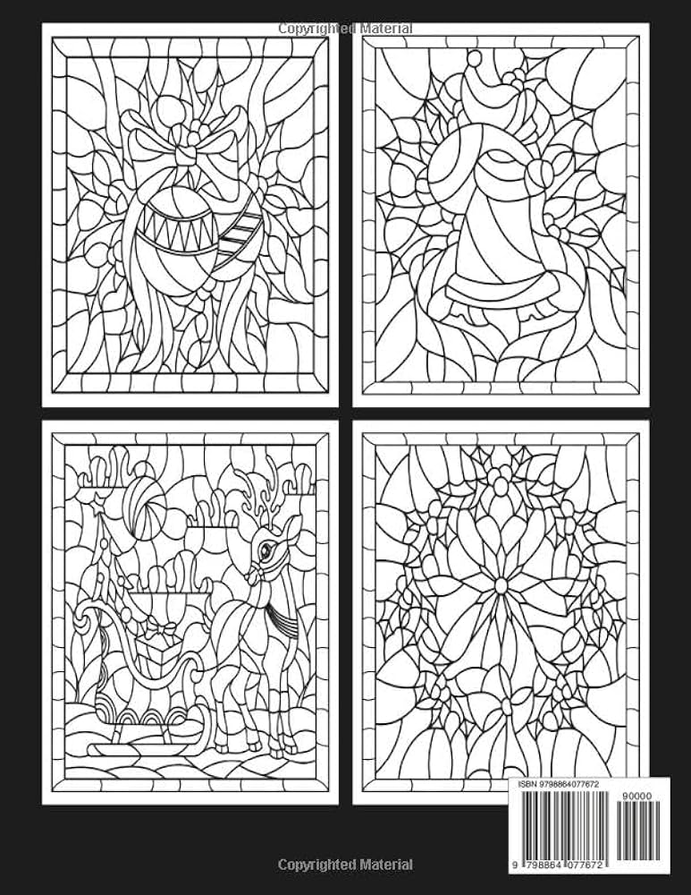 Creative haven christmas stained glass coloring book stained glass easy simple designs for stress relieving relaxation neel jean books