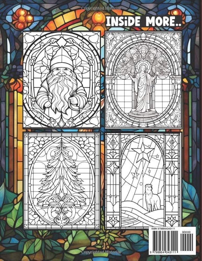 Christmas stained glass coloring book large print easy charming stained glass christmas coloring pages for adults corwin towne k books