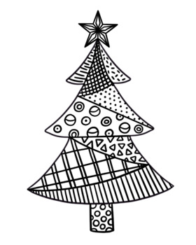 Patterned christmas tree coloring page by kt creates by katie bennett