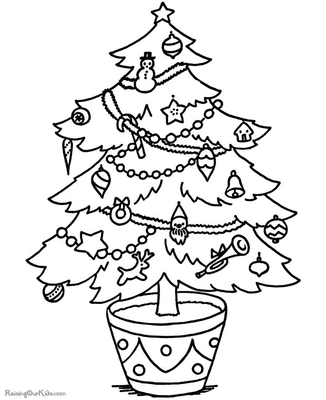 Free christmas tree coloring pages for the kids