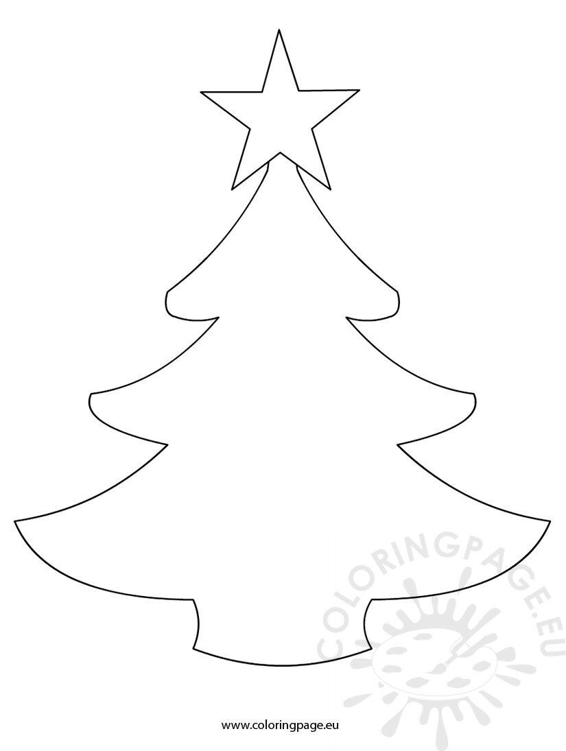 Simple christmas tree template coloring page